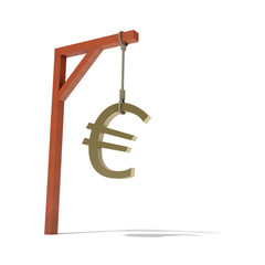 euro sign hanging from a gibbet