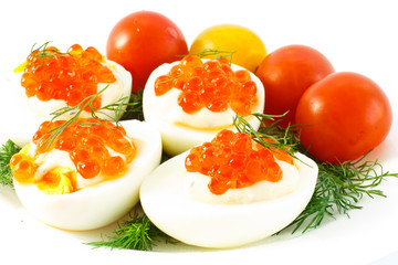 eggs with red caviar