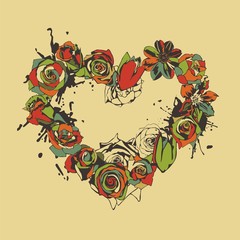 floral vector heart