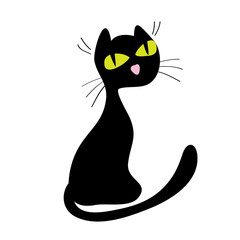 Black cat with green eyes