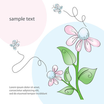 Flower and butterflies - greeting card with place for your text