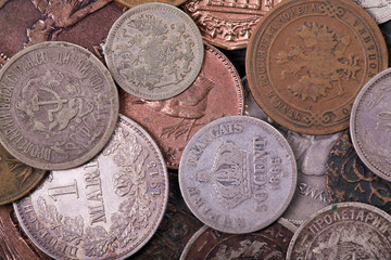 copper and silver coins background