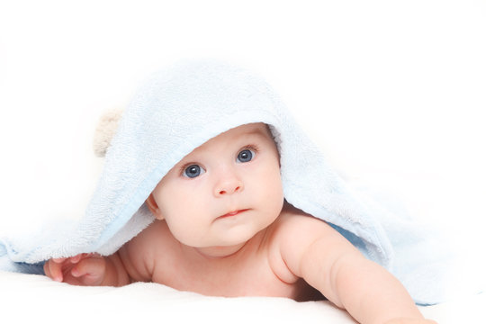 Cute baby with towel