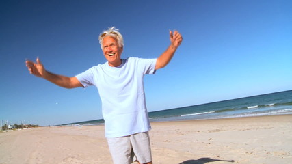 Senior Male Beach Exercise