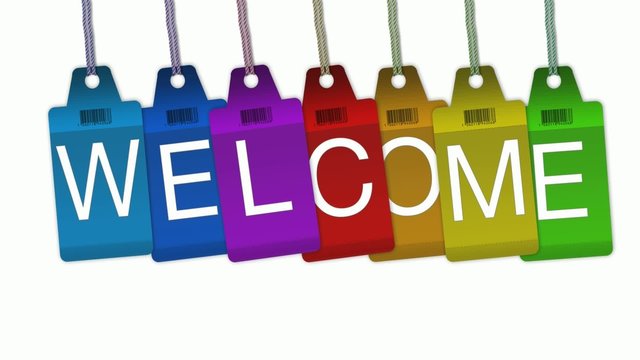 Welcome reception tag label colors animation