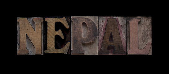 Nepal in old wood type