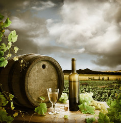 White wine in vintage style