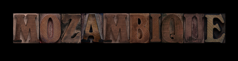 Mozambique in old wood type