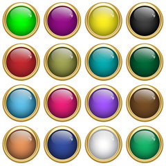 Web buttons round set in gold