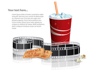 Soda, filmstrip and tickets