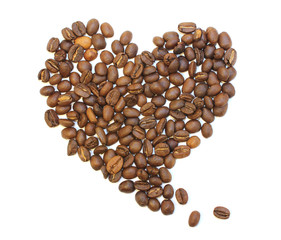 whole lovely coffee beans on white background