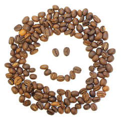 whole fanny coffee beans on white background