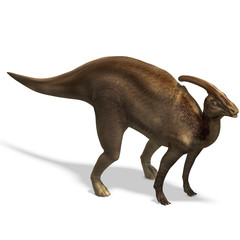 Dinosaur Parasaurolophus. 3D rendering with clipping path and