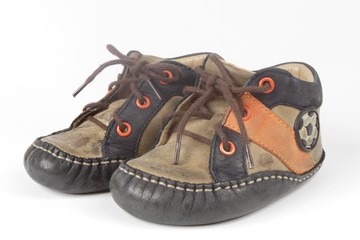 old baby shoes - first steps - obrazy, fototapety, plakaty