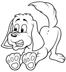 Dog Barks - Black and White Cartoon illustration