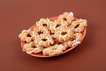 Cookies with glaze on a plate