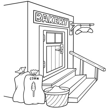 Bakery - Black and White Cartoon illustration
