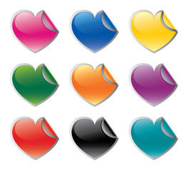 Colorful heart shaped stickers set.