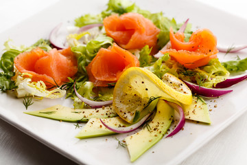 Smoked salmon with vegetables