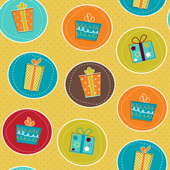 Seamless pattern with gift boxes, paper wrap