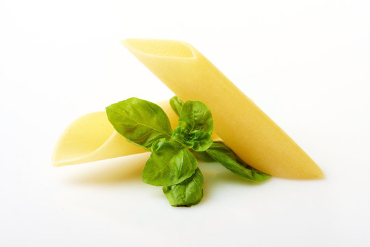 uncooked pasta isolated on a white background