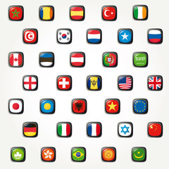 Set of world flags. Vector button