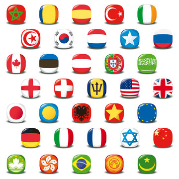 Set of world flags. Vector button