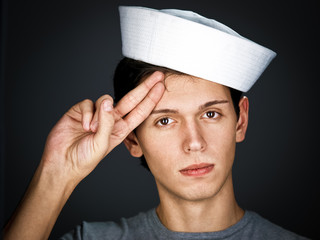 handsome  gallant  young man in the sailor  cap