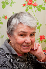 portrait  elderly grey woman