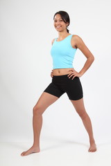 Fototapeta na wymiar Exercise body shot of smiling athletic young woman