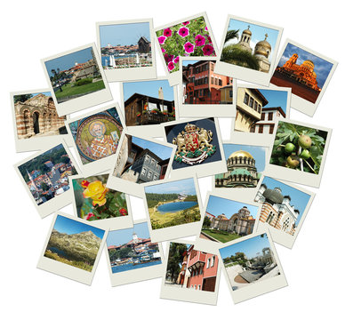Go Bulgaria - background with travel photos of famous landmarks