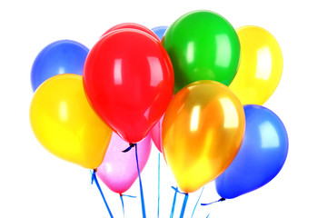 Flying balloons isolated on white
