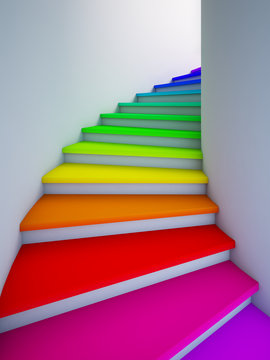 Fototapeta Spiral colorful stair to the future.