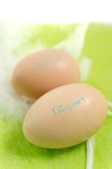 Happy Easter written on eggs