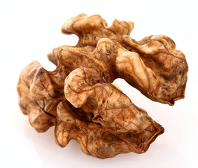 Closeup of a walnut isolated on white background