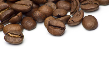 Coffee beans on white