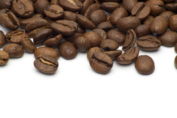 Coffee beans on white