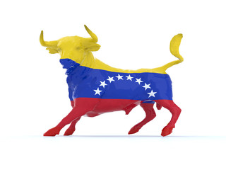 venezuelan bull with flag