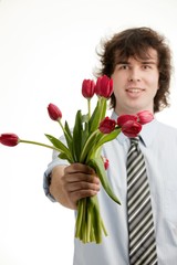 Man with flowers