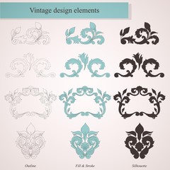 Vintage floral design elements