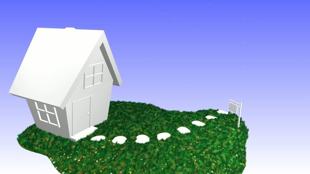 Haus mit Schild - Schuldenfalle