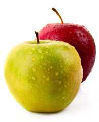 Red and green apples isolated on white
