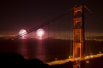 Fireworks and the Golden Gate Bridge
