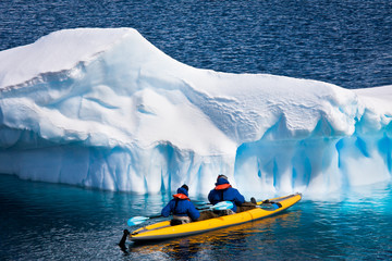 Two men in a canoe