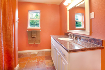 Red terra-cotta modern bathroom