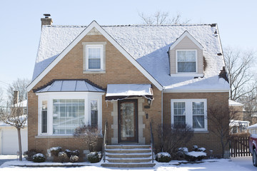 House on the suburbs in the winter scenery