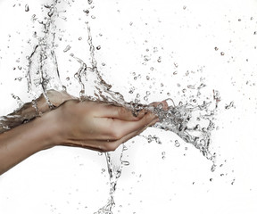 woman hand in water splash