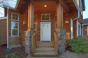 Front door of cedar wood  home