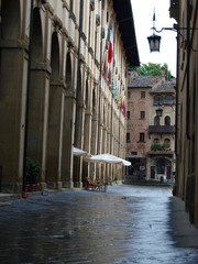 Naklejka na ściany i meble Vasari Loggia i Piazza Grande - Arezzo, Toskania,