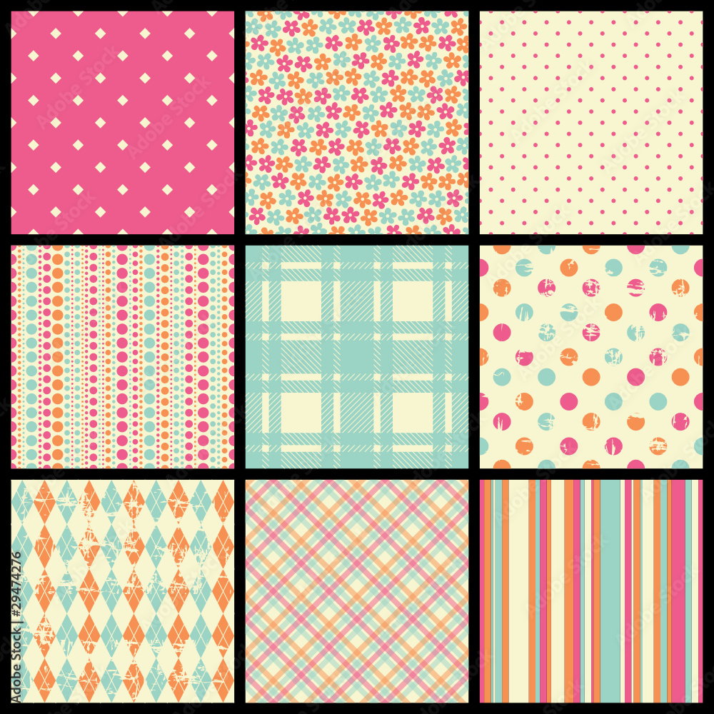 Aufkleber set of seamless patterns